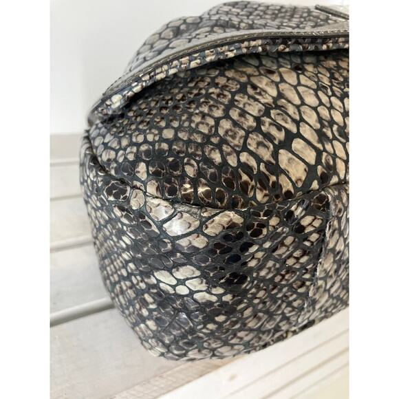 BRIGHTON, LARGE METALIC ANIMAL PRINT SHOULDER BAG WITH CHARM - Picture 8 of 16